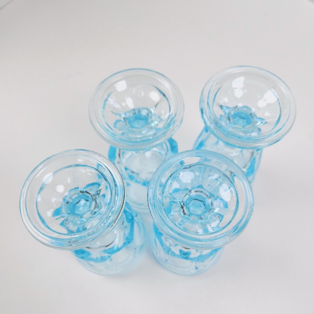Anchor Hocking Fairfield Sky Blue Glass Water Goblets 5 Inch Stemware MCM - Picture 7 of 10